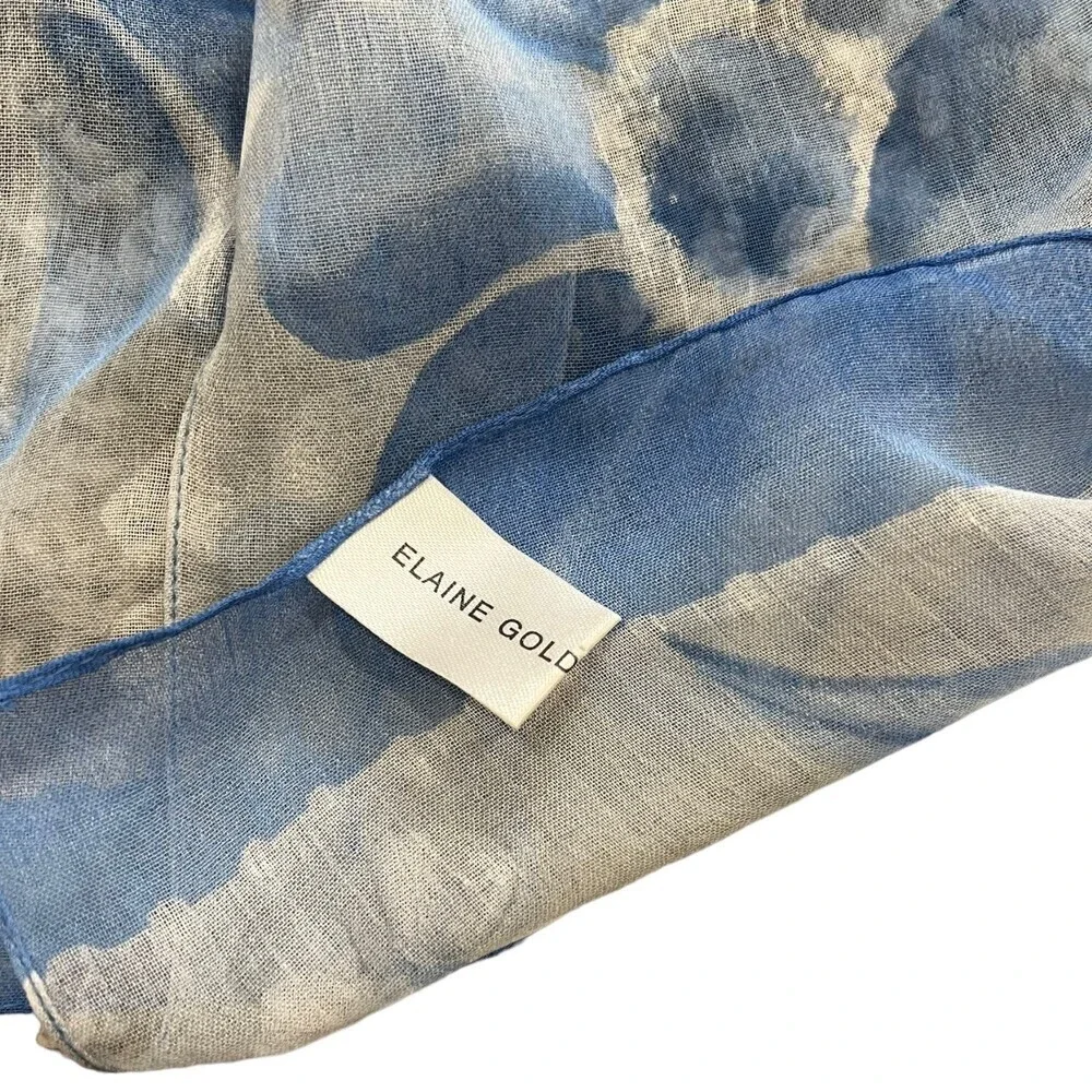 Elaine Gold Blue Floral Large Shawl